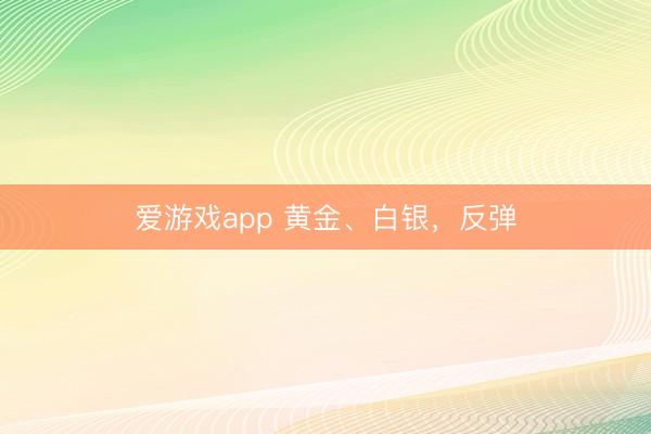 爱游戏app 黄金、白银，反弹