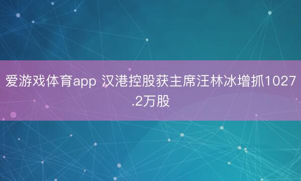 爱游戏体育app 汉港控股获主席汪林冰增抓1027.2万股