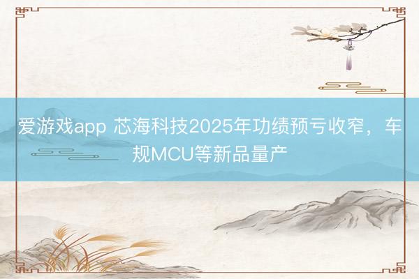 爱游戏app 芯海科技2025年功绩预亏收窄,车规MCU等新品量产