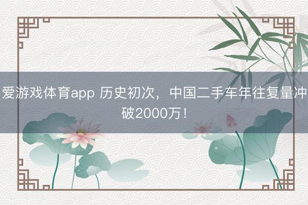 爱游戏体育app 历史初次，中国二手车年往复量冲破2000万！