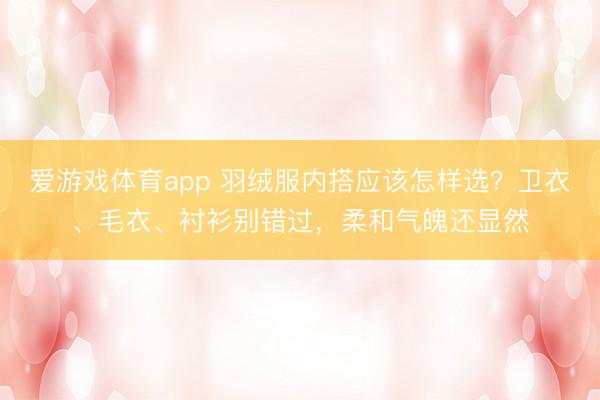 爱游戏体育app 羽绒服内搭应该怎样选？卫衣、毛衣、衬衫别错过，柔和气魄还显然