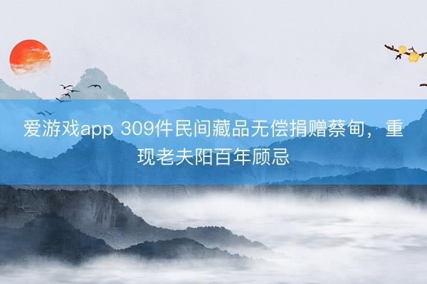 爱游戏app 309件民间藏品无偿捐赠蔡甸,重现老夫阳百年顾忌