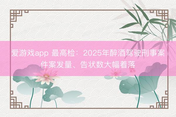 爱游戏app 最高检：2025年醉酒驾驶刑事案件案发量、告状数大幅着落