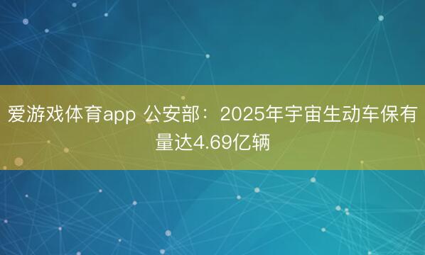 爱游戏体育app 公安部:2025年宇宙生动车保有量达4.69亿辆