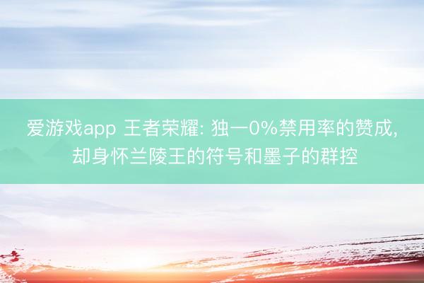 爱游戏app 王者荣耀: 独一0%禁用率的赞成， 却身怀兰陵王的符号和墨子的群控