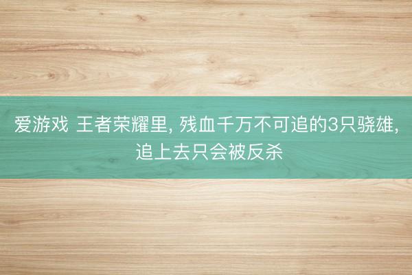 爱游戏 王者荣耀里, 残血千万不可追的3只骁雄, 追上去只会被反杀
