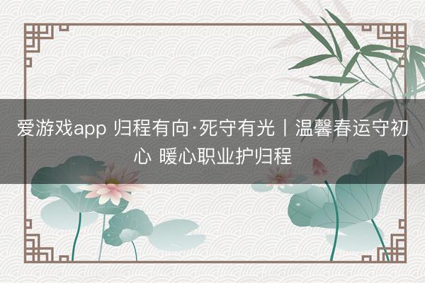 爱游戏app 归程有向·死守有光丨温馨春运守初心 暖心职业护归程