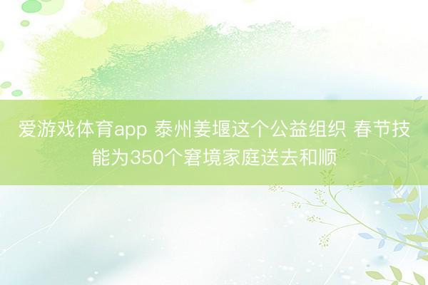 爱游戏体育app 泰州姜堰这个公益组织 春节技能为350个窘境家庭送去和顺