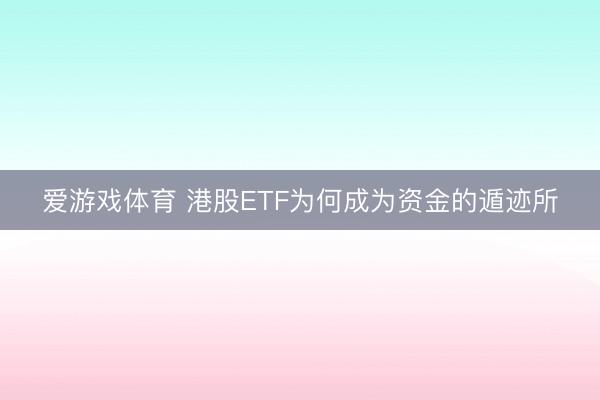 爱游戏体育 港股ETF为何成为资金的遁迹所
