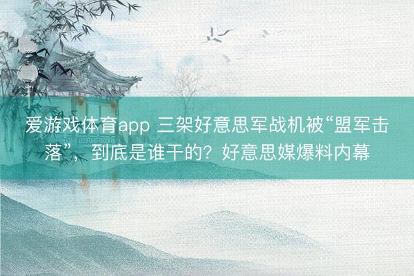 爱游戏体育app 三架好意思军战机被“盟军击落”，到底是谁干的？好意思媒爆料内幕