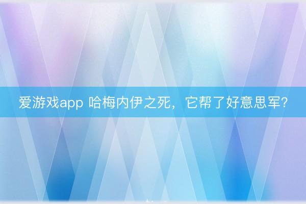 爱游戏app 哈梅内伊之死，它帮了好意思军？
