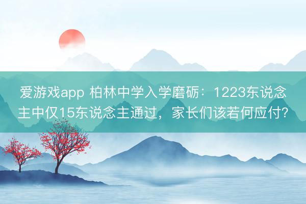 爱游戏app 柏林中学入学磨砺：1223东说念主中仅15东说念主通过，家长们该若何应付？