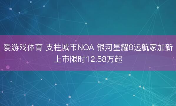 爱游戏体育 支柱城市NOA 银河星耀8远航家加新上市限时12.58万起
