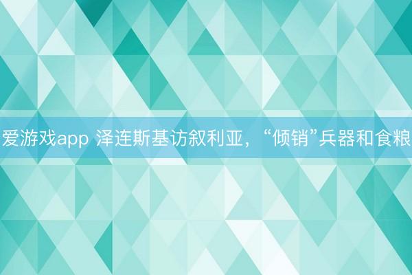 爱游戏app 泽连斯基访叙利亚，“倾销”兵器和食粮