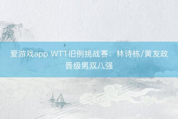 爱游戏app WTT旧例挑战赛：林诗栋/黄友政晋级男双八强