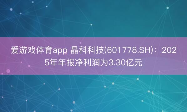 爱游戏体育app 晶科科技(601778.SH)：2025年年报净利润为3.30亿元
