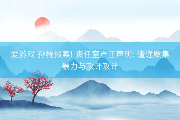 爱游戏 孙杨报案! 责任室严正声明: 遭逢麇集暴力与攻讦攻讦