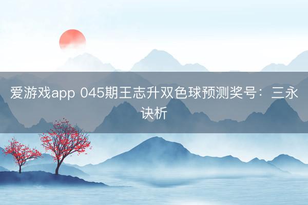爱游戏app 045期王志升双色球预测奖号：三永诀析