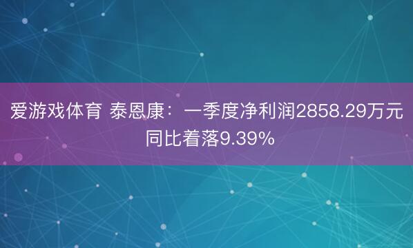 爱游戏体育 泰恩康：一季度净利润2858.29万元 同比着落9.39%